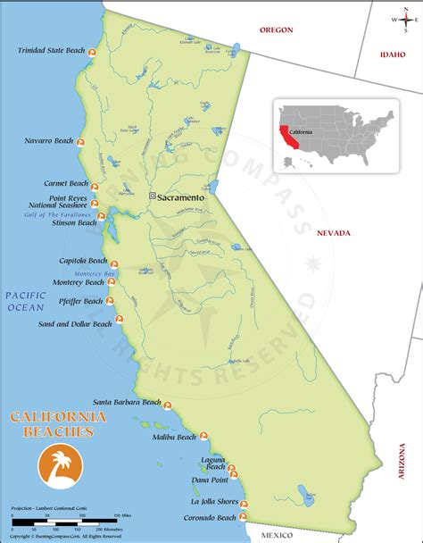 California Shoreline Map – California Beaches Map – YINSBK