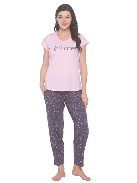 Buy AV2 Women's Cotton All Over Print Night Suit Set (2978CS_Baby Pink ...