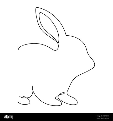 Bunny rabbit in continuous line art drawing style. Hare black linear ...
