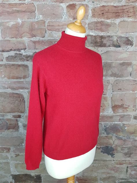 Lochmere Red Polo Neck Cashmere Jumper - Softtouch Cashmere