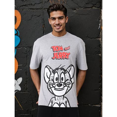 Buy The Indian Garage Co Men Boxy Fit Tom & Jerry Printed Crew Neck T ...