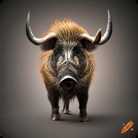 Wild hog with spanish bull horns on Craiyon