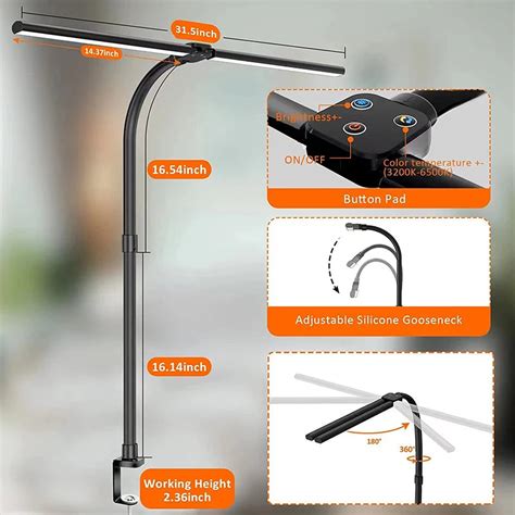 Double Head LED Desk Lamp – Architect Desk Lamp with 5 Color Modes ...