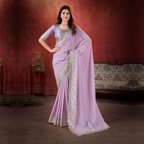 Regal Elegance Purple Embroidered Saree – Suvidha Fashion