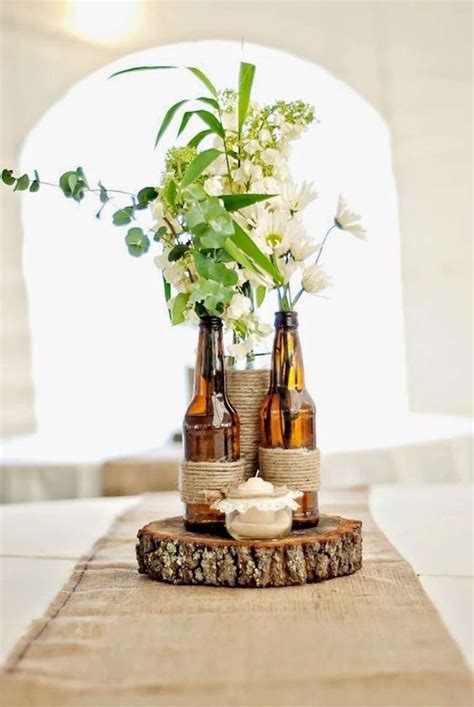 centro de mesa botellas cerveza | Centros de mesa para boda, Decoración ...