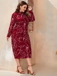 SHEIN Clasi Plus Graphic Print Stand Neck Dress | SHEIN USA