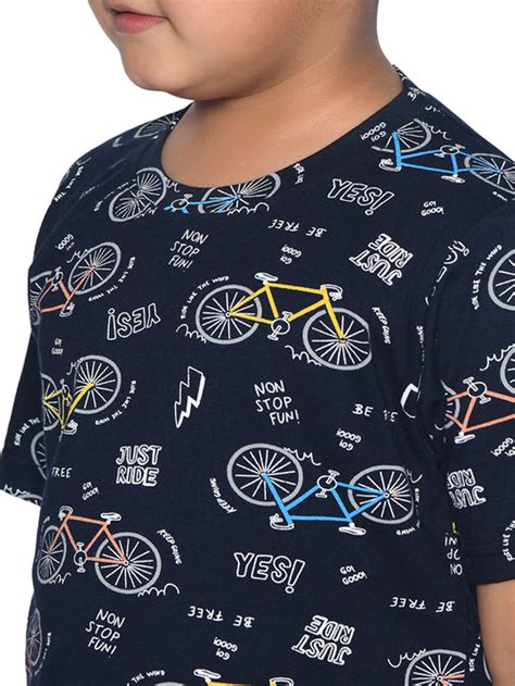 Navy & Grey Bicycle Printed Cotton Night suit – FunKrafts Shop