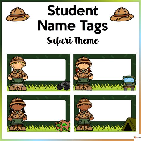 the student name tags for safari theme with pictures and words to ...