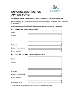 Fillable Online Planning enforcement notice appeals: form and guidance ...