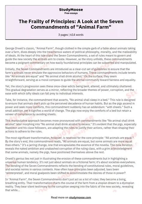 The Frailty of Principles: A Look at the Seven Commandments of "Animal ...