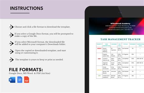 Task Tracker Template in Google Sheets, Excel, Word, PDF, Google Docs ...