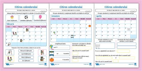 Citirea calendarului – Fișă de lucru diferențiată