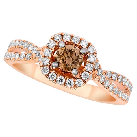 LeVian 14K Rose Gold Round Chocolate Brown Diamond Bridal Wedding Halo ...
