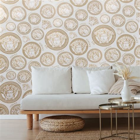 Medusa head Versace Off white gold metallic greek | Ubuy India