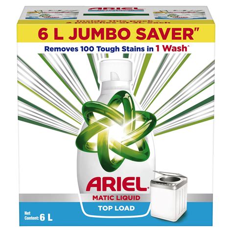 Ariel Liquid Detergent Top Load - 6L Jumbo Saver | Removes 7 day dried ...