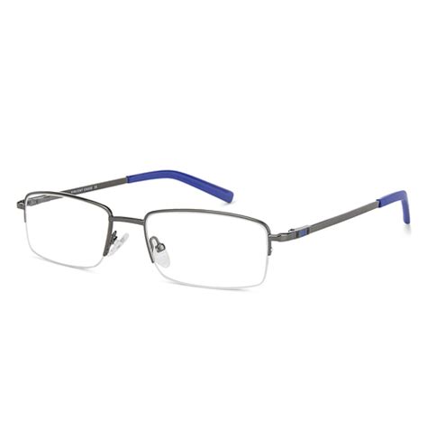 Buy Gunmetal Blue Half Rim Rectangle Vincent Chase Online SLEEK STEEL ...
