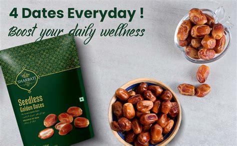 SHARBATI DATES Premium Golden Seedless Dates 500Gm With High In Fibre ...