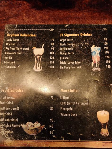 Menu at Juice Time (not.just.juices), Tirunelveli, behind VOC ground