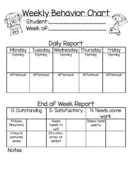 Image result for Weekly Behavior Chart Elementary