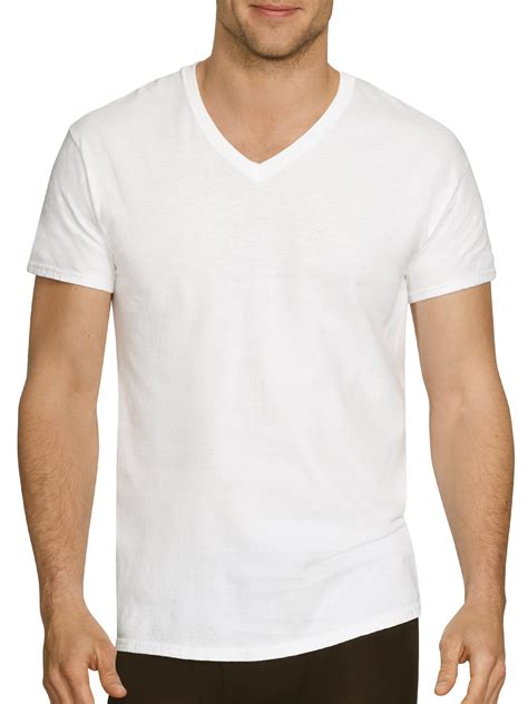 Hanes Men's Comfort Fit Ultra Soft Cotton White V-Neck Undershirts, 3 ...