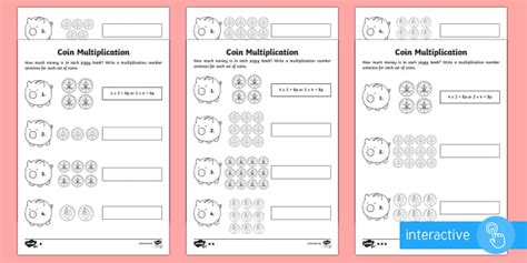 Maths Coin Multiplication (Ages 6 - 7) (teacher made)