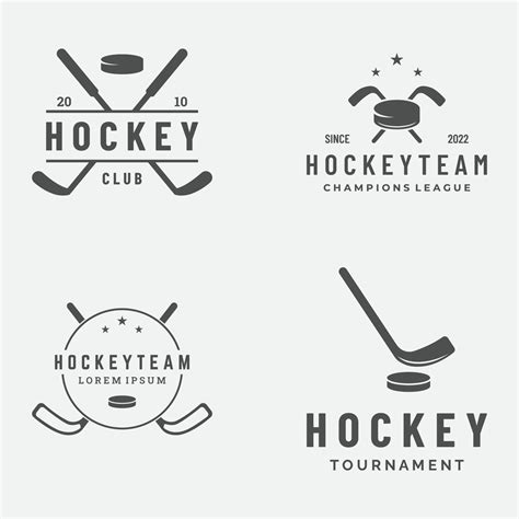 ice hockey sport badge template with hockey ball and stick.For club ...