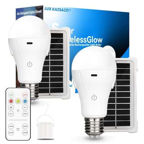 Solar & USB Rechargeable Light Bulbs With Remote + Touch Control, 3 ...