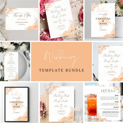 Simple Wedding Template Bundle, Floral Wedding Template, Diy Wedding ...