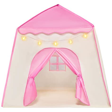 JOYIN Pink Princess Tent for Girls with LED Star Lights-Indoor & Outdoor Large Playhouse Kids ...