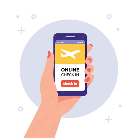 Premium Vector | Online check in on flight female hand holding smartphone with online check in ...