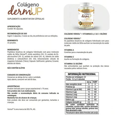 Kit 2 Colágeno DermUp Verisol + Vitaminas 90 Cápsulas Maxinutri | SHEIN ...