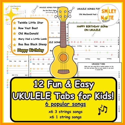 Easy Ukulele Songs for Kids – 12 Beginner-Friendly Tabs Printable PDF ...