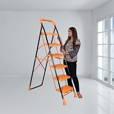 Parasnath Orange Diamond Folding Alloy Steel Ladder with Wide Steps 6 ...