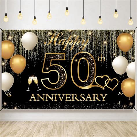 HTDZZI Golden 50th Wedding Anniversary Decorations, Happy India | Ubuy