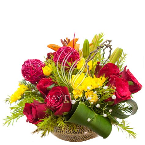 Colorful Blossoms Flower Basket – May Flower