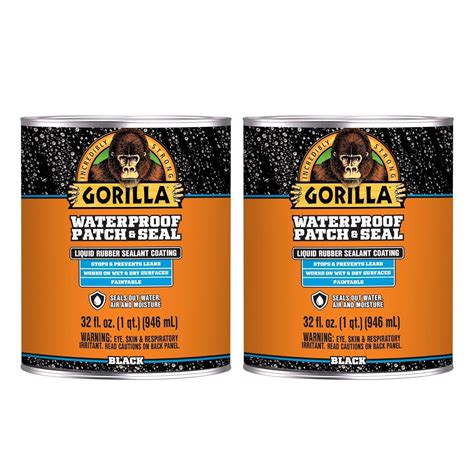 Gorilla Waterproof Patch & Seal Liquid Rubber Sealant, Black, 32oz Pack ...