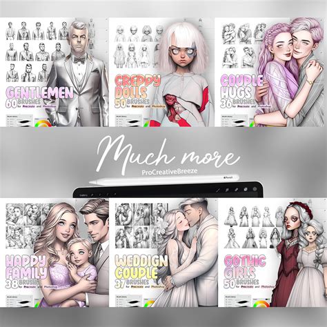 ArtStation - 37 Wedding Couple Procreate Stamp Brushes | Wedding Couple ...