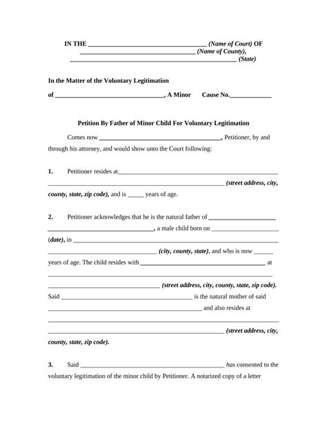 Petition for Voluntary Legitimation - Blank Fillable Template | Fill ...