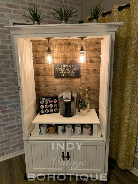 SOLD! Custom armoire coffee bar, coffee station, beverage station ...