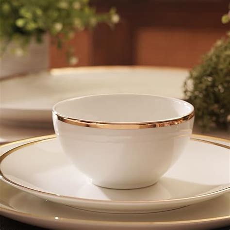 Buy PURE HOME + LIVING Set of 2 White Gold Rim Ceramic Small Bowls for ...