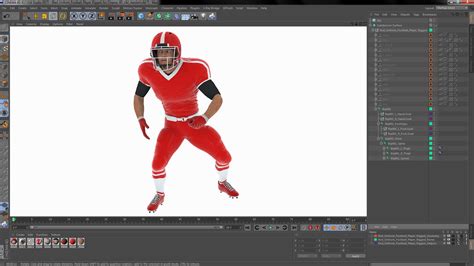 3D Red Uniform Football Player Rigged for Cinema 4D model | 3D Molier ...