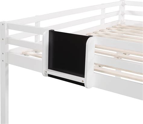 Buy Full Size Loft Bed with Slide, Solid Wood Low Loft Bed with ...