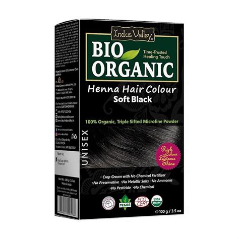 Buy INDUS VALLEY 100% Organic Henna Hair Color (Soft Black)-100 g Pack ...
