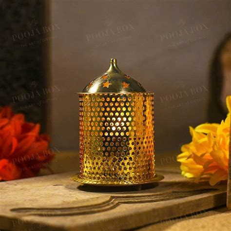 Buy Antique Brass Jali Akhand Diya Online in India - Mypoojabox.in