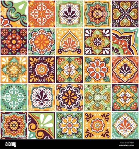 Mexican traditional tiles big collection, talavera vector seamless ...