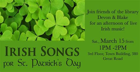 Irish Folk Music, 380 Great Road, 3rd Floor, 01775, Stow, 15 March 2025 ...