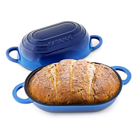 Amazon.com: Enameled Cast Iron Bread Oven (Blue), Non-Stick Single Loaf ...