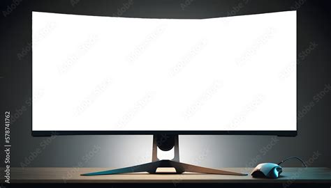 Curved gaming computer monitor with transparent screen Stock Illustration | Adobe Stock