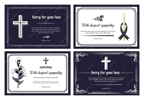 Premium Vector | Funeral card layout Condolence banner with deepest sympathy and sorry for your ...