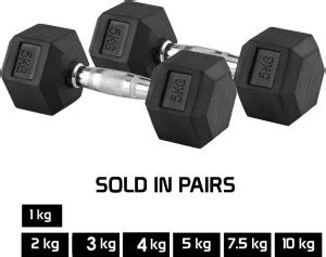LYCAN 5 KgRubber Coated Hex Dumbbell ( 5kg x 2 pc ) Fixed Weight ...